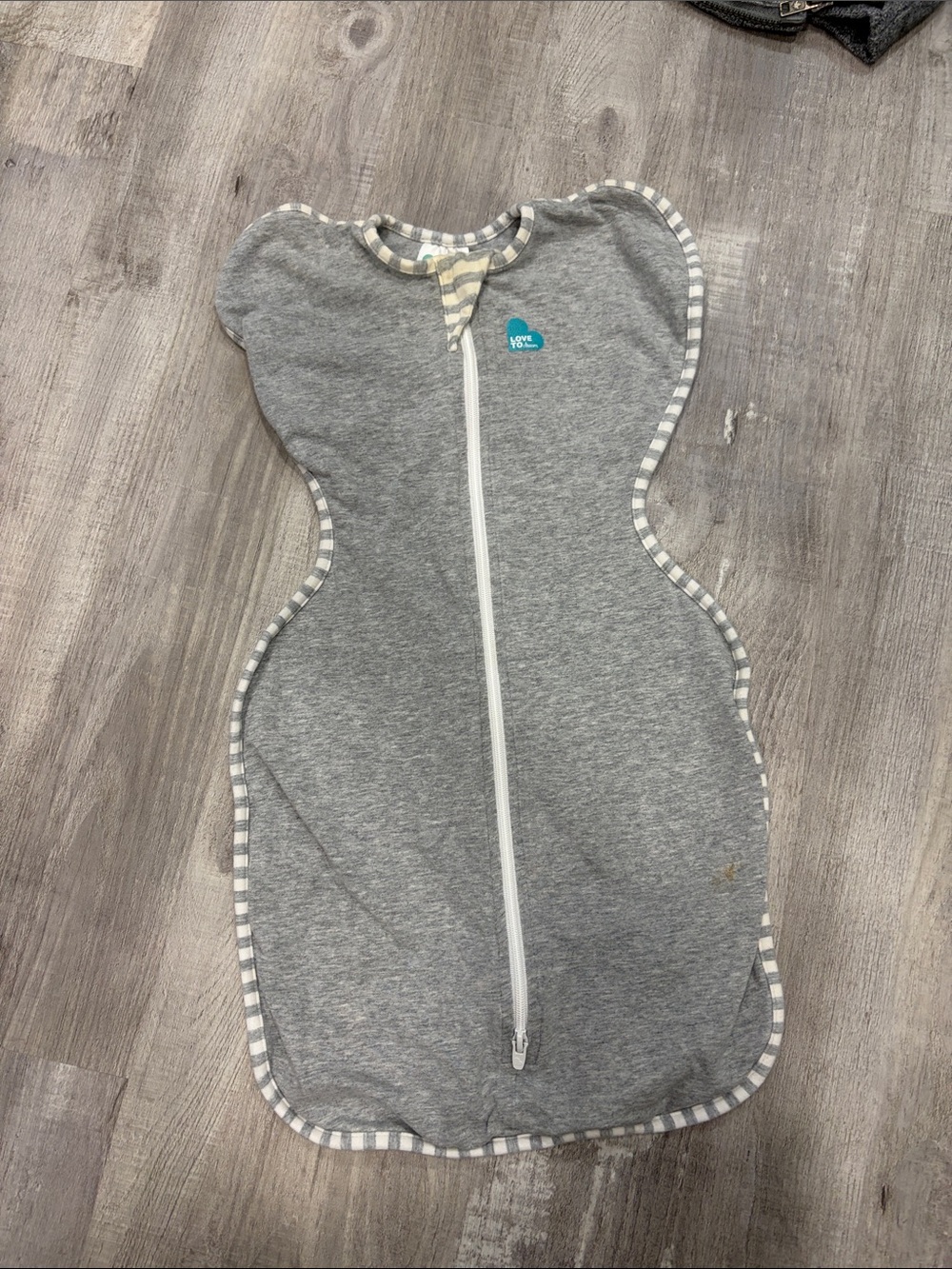 Love to dream Gray Swaddle Sleep Sack with White Trim